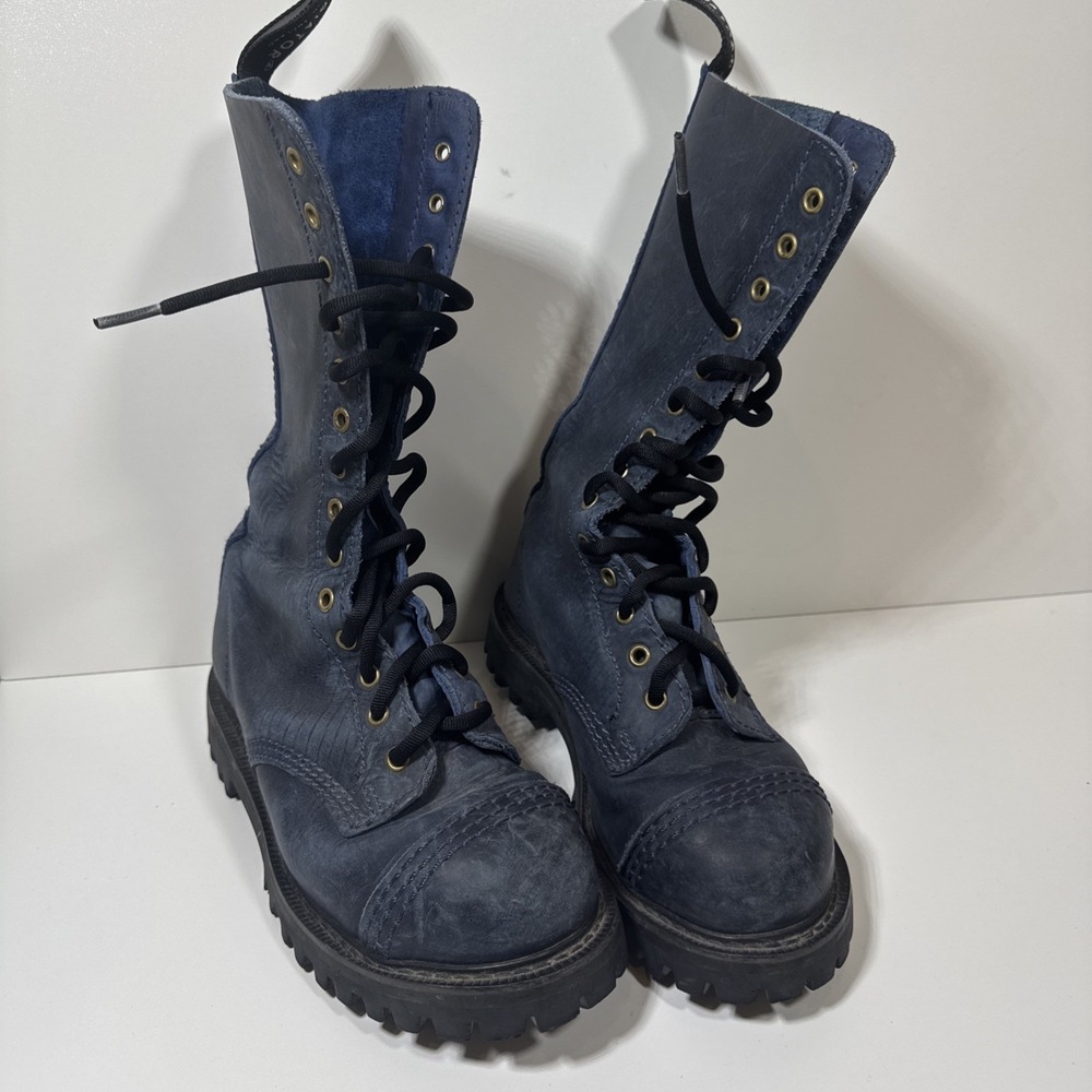 Vintage 90s‎ Gladiator Steel Toe Boots Made in England UK 3 W 5.5 6 Grunge Punk - Picture 2 of 12